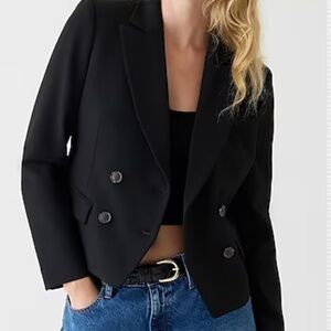 J. Crew Black Cropped Blazer w/ Tortoise Buttons, Size 4, EUC